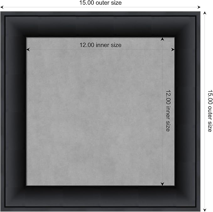 Amanti Art Black Framed Magnetic Board 15x15 X-Small Vision Board for use with Magnets, 100% Metal Sheet to Display Items as Office Decor or for Home Organization in mudroom, Kitchen or Kids Room