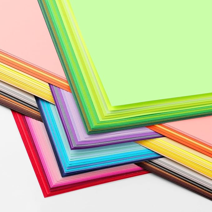 80 Sheets 8.5" X 11" Colored Cardstock, 80 Assorted Colors 180 GSM/65 LB Construction Paper Card Stock Printer Paper for Printing, Card Making, DIY Crafts, Kids School Supplies,Party Decorations