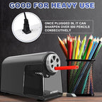 AFMAT PSX2 Electric Pencil Sharpener for Classroom, 6 Holes, Heavy Duty Pencil Sharpener for 6-11mm Pencils, Auto Stop, Save Pencils, School Teacher Must Have Pencil Sharpeners Plug in, Gray