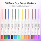 Comix Dry Erase Markers, Chisel Tip Whiteboard Markers, 36 Bulk 12 Assorted Colors Low Odor Markers for Classroom, Teachers, Office, School Supplies