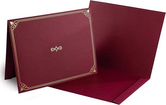 Certificate Holders, 25-Pack Certificate Covers for Letter Size 8.5 x 11 Inch Paper, Certificate Folders, Red, 9 x 11.5 Inches