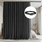 MaKefeile Room Divider Curtains with Flexible Ceiling Tracks Set,Blackout Curtain Ceiling Mount Curtain Track Privacy Room Dividers Ceiling Track Curtain Rod(Black Drape & Black Rail W 8.3 × H 8 FT)