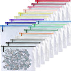 Oaimyy-18 Pcs-3"x 5"-Plastic Mesh Zipper Pouch Document Folders Bag Zipper Zip File Folders Puzzle Storage Bags for Office Supplies, Travel,Organizing Storage-Multicolor