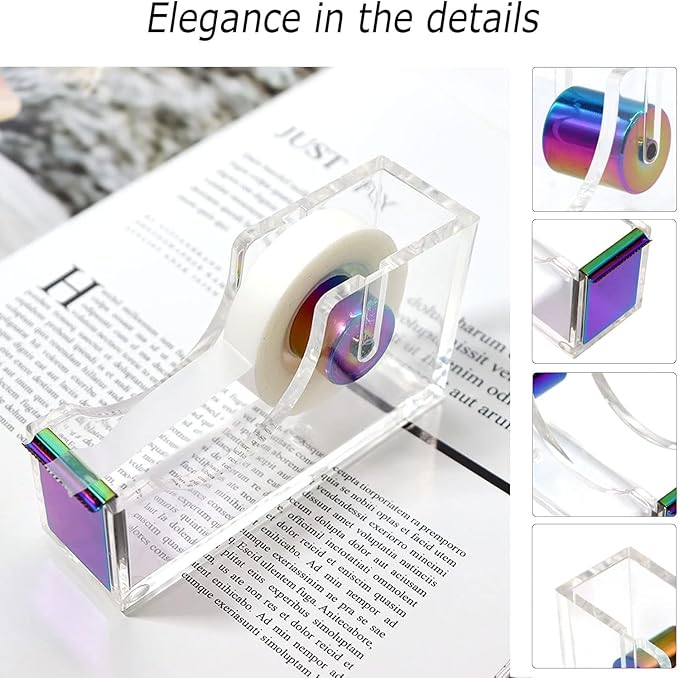 Gawsey Desk Organizers and Accessories Set with 360-Degree Rotating Pen Holder, Acrylic Stapler, Tape Holder, Staple Remover, Binder/Paper Clips Kit, Scissor and 1 Box of Staples