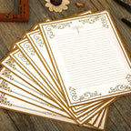 8 Pcs Vintage Letter Papers Set Printable Writing Paper Lined for Wedding Invitation Greeting Love Letters with Envelopes for Girls Women Men Stationary