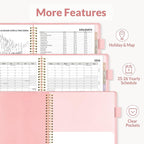 SUNEE 2026 Weekly & Monthly Planner 9"x11.2"- 12 Month (January 2026 - December 2026), Vegan Leather Cover, Pocket, Bookmark, Notes, Monthly Tab, Peach Pink