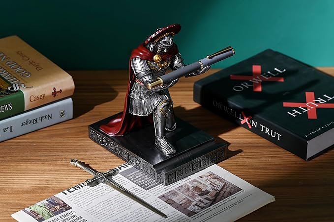 HDMbigmi Centurion Cloak Warrior Knight Pen Holder Mobile Phone Stand Desk Organizers and Accessories as Gift for Office and Home (Iron)