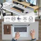 PU Leather Desk Pad Protector Gaming Mouse Pad Non Slip Desk Mat for Keyboard and Mouse Waterproof Desk Writing Pad for Office and Home Desk Accessories(Gray, 35.4 * 17.7)