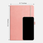 RETTACY Bullet Dotted Journal Notebook, 256 Pages, A5 Medium Size (5.7'' × 8.3''), Leather Hardcover, 120 GSM Thick Paper, for Bullet Journaling, Planning, Tracking (Pink)