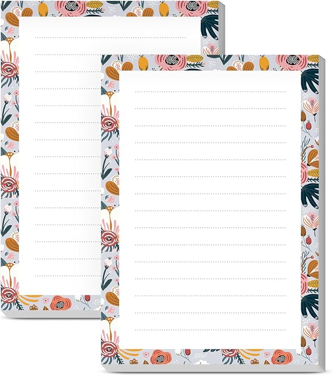 SXboxing Sticky Notes 4X6 Inches, 2 Pack Large Cute Self-Stick Pads, Bright Funny Memo Pads Easy to Stick for Home, Office Blue Boho Flowers