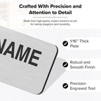 Name Tag, Magnetic Brushed Aluminum Name Tags, Personalized Name Tags, 1.5x3 Inches, Durable Engravable Impact Material, Made in The USA by My Sign Center