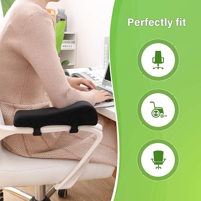LargeLeaf Ergonomic Office & Gaming Chair with Memory Foam Armrest Pads 2-Piece Set