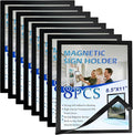 Magnetic Sign Holders 8.5 x 11 in, 8 Pack Clear Display Frames with Strong Magnetic Border, Self-Adhesive for Smooth Surfaces, Wall Mount Tool-Free Document & Poster Holder for Menus, Notices, Photos