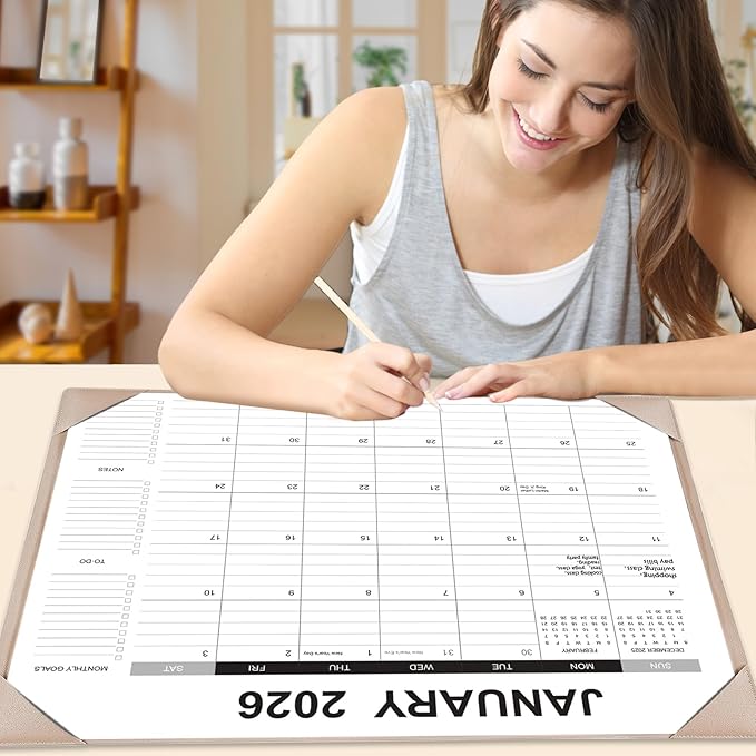 Desk Calendar 2026-2027 with Desk Mat – 22" x 17" Large Desk Pad Calendar Runs from January 2026 to June 2027, Office Supplies Desktop Monthly Calendar for Home & Office