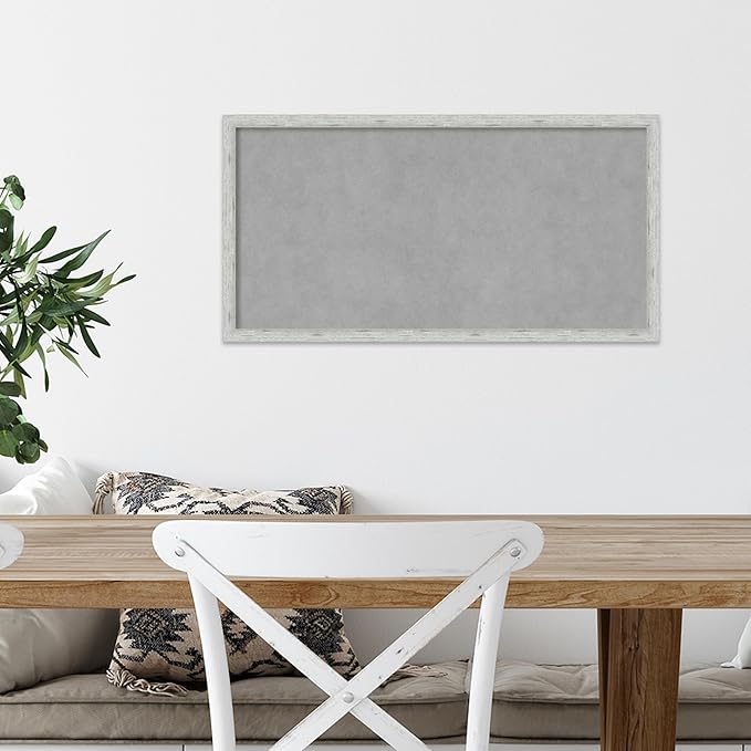 Amanti Art Silver Framed Magnetic Board 13x25 Small Vision Board for use with Magnets, 100% Metal Sheet to Display Items as Office Decor or for Home Organization in mudroom, Kitchen or Kids Room