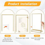 Smarpau 16 Pack 4x6 Acrylic Sign Holder with Gold Frame Table Number Holders Clear Picture Frames Flyer Stands Tables Menu Holder for Restaurant