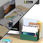 OUTIOE Mail Organizer Countertop, Small Desk File Organizer, Metal File Holder - Essential Workspace Organizers for Office Desk, Home Office (Green)