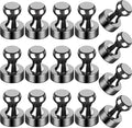LOVIMAG 16Pcs Strong Fridge Magnets,Black Refrigerator Magnet, Push Pin Magnets,Strong Whiteboard Magnet for Map Pins, Kitchen, Office, School, Adults,Thumb Tacks Magnets,Dry Erase