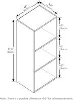 Furinno LUDER Book Shelf, 3-Cube Bookshelf, Bookcase with Open Shelves, 9.3 x 12 x 31.5, for Living Room, Bedroom, Home Office, White/Pink