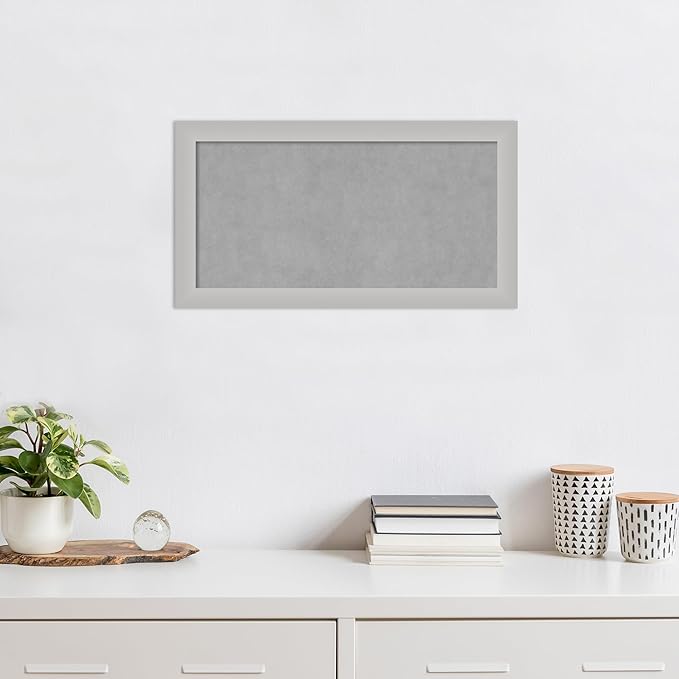 Amanti Art Silver Framed Magnetic Board 15x27 Small Vision Board for use with Magnets, 100% Metal Sheet to Display Items as Office Decor or for Home Organization in mudroom, Kitchen or Kids Room