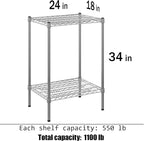 Regal Altair 18" Deep x 24" Wide x 34" Height Wire Shelving Kit | 2-Tier | NSF Commercial Storage Rack Unit