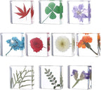 10Pcs Pressed Flower Paper Weights, Real Flower Resin Crafts, Pattern Weights,Paper Weights Decorative,Pressed Flower Ornament,Paper Weights for Office Desk,Specimen Collection for Science Educational