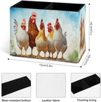 Famame Chicken Roosters Farm Animals Pencil Holder for Desk, Leather Desktop Container Pen Cup Storage Study Table Pen Organizer Makeup Brush Holder for Classroom Office Home