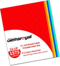 Gemsroyal 1 Inch Colored Round labels Printable,1" Color Neon Circle Labels for Printer,Colorful 1in Small Round Sticker Paper,5 Colors Assorted(Red,Orange,Yellow,Blue,Green),1575 Circle Stickers Pack
