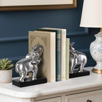 MXARLTR Elephant Book Ends Decorative, Bookends for Shelves, Book Ends for Heavy Books with Anti-Slip Pad for Book Lovers Heavy Book Holder for Home Office Decor (Silver)