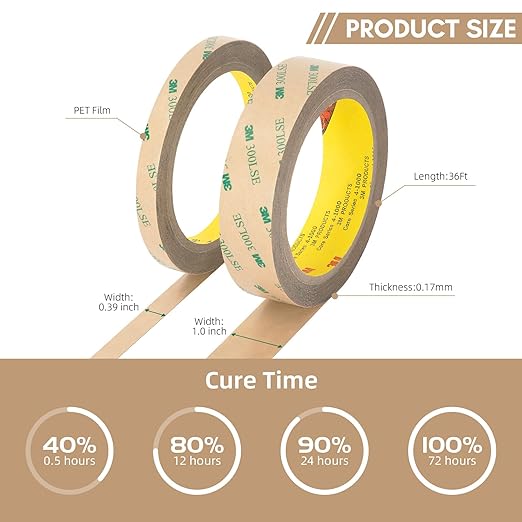 3M 300LSE Double Sided Tape 0.39" x 36 Ft, Clear Mounting Tape for Scrapbook, Heavy Duty Adhesive Tape Electronics, Laptop & Phone Repairs, Arts, Crafts, Leather Work, Card Making – 1 Pack