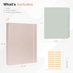 Ospelelf Vintage Hardcover 3 Ring 1 inch Leather Binder, Professional Binders Organizer Suitable for Letter Size Documents, Binder Dividers with Tabs, Faux Rose Gold Leather