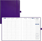POPRUN 2026 Weekly Planner (Medium 7'' x 8.5''), 30-Minute Hourly Appointment Book (Jan 2026-Dec 2026) with Monthly Tabs, Inner Pockets, Pen Holder, PU Leather Softcover, 100GSM - Purple