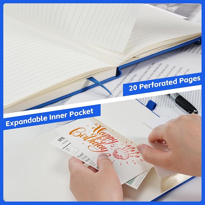Dynta Hardcover Journal Notebooks 10 Pack A5 Lined Journals Bulk 5.8 x 8.4 Inch 160 Pages/80 Sheets College Ruled with Pen Loop Notebooks for Work, Writing, Note Taking (Blue)