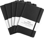 Huhuhero Lined Journal Notebook, 5 Pack Black Hardcover Notebooks for Work Women Men, 120Gsm Thick Paper Leather Journals for Writing Note Taking Business, Journaling School Supplies 5"×8.25"