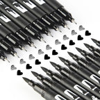 hhhouu 17Pack Dual Tip Black & White Brush Pens- Fineliner & Highlighting Set for Artists, Illustrators & Comic Drawing Smooth Ink Flow, Smudge-Free HO-17BW