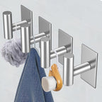 VAEHOLD Wall Towel Hooks, Heavy Duty Sticky Holder Waterproof Towel Hooks for Hanging Coat, Clothes, Closet Hook Wall Mount for Kitchen (Silver, 4 Pack) | Heavy Duty, Sticky Holder, Waterproof, Towel Hooks, for Hanging Coat, Clothes