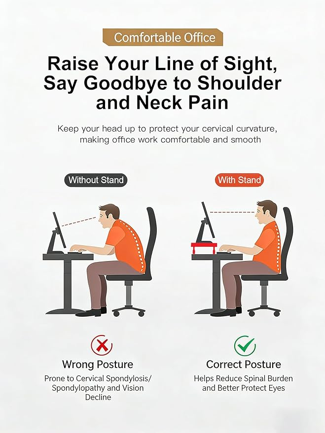 PLENTY MORE Adjustable Ergonomic Monitor Stand with Spacious Storage Shelf - Heavy-Duty Steel for Home Office & Gaming, Reduces Neck/Back Strain, Elevates Screens to Eye Level