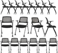 VACYOVKE 10 Pack Conference Room Chairs with Wheels and Sliding Armrest,Foldable Nesting Chair for Office School Church Waiting Room Black