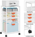 Marbrasse Rolling File Cart with 4 Storage Drawers, Mobile File Cabinet on Lockable Wheels, Hanging Filing Cabinet Organize, Under Desk Utility Cart for Home Office - White