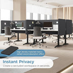 MORDEER 47.2 Inch Desk Divider Panels Set, Acoustic Divider Panel for Privacy, Fabric Wrapped Room Dividers for Office, Easy Assemble, Dark Grey