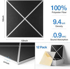 Sonicism 12 Pack X-Lined Acoustic Panels with Self-Adhesive, 12" X 12" X 0.4" Sound Proof Foam Panels, Decorative Soundproof Wall Panels, Sound Absorbing Tiles for Home & Offices (WhiteBase+BlackFace)