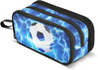 DVGMBXY Soccer Starry Sky Pencil Case Box for kids Teens Boys Girls Large Pencil Pouch with Zipper Compartments Big Capacity Stationery Pen Bag Organizer for Kids Teens Adults School Office