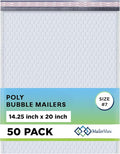 White Extra Large Poly Bubble Mailers 14.25x20 inch #7 | Self Seal Large Padded Envelopes | Air Cushioned Bubble Mailer | Usable Size 14.25x19 Lightweight Mailing Shipping Bags| 50 Pack Bulk |USA Made