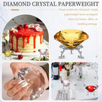 PATIKIL Diamond Crystal Paperweight, 100mm / 3.94" Crystal Paperweight Paper Weight with Silver 25 Metal Base for Home Office Desktop Table Decor Wedding Party Ornaments, Brown