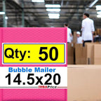 iMBAPrice 14.25x20 Inch Hot Pink Poly Bubble Mailers #7, 50-Pack – Jumbo Self-Seal Padded Envelopes for Large Fragile Items, Waterproof Shipping Bags E-Commerce Packaging