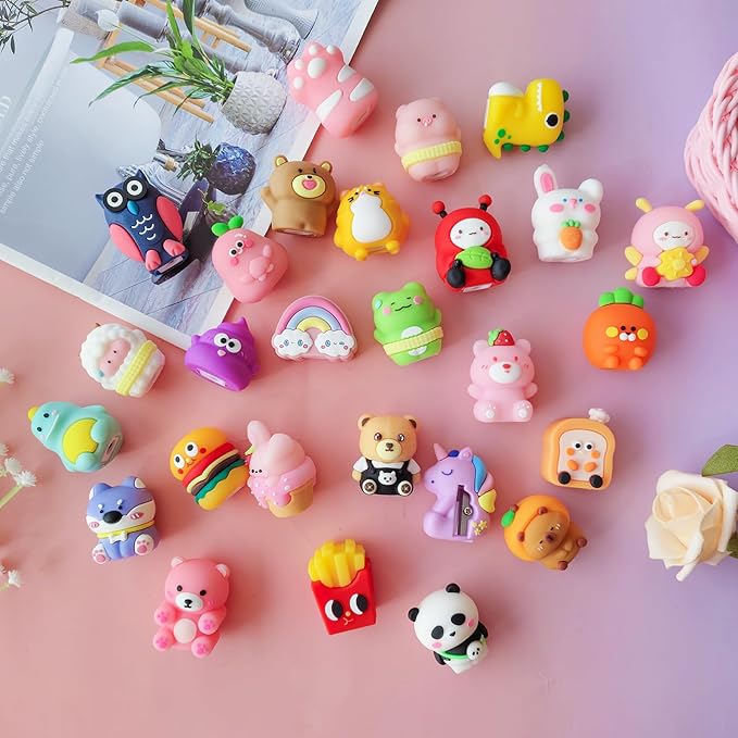 48 pcs Cute Pencil Sharpener for Kids Fun Pencil Sharpener Bulk Kawaii Manual Pencil Sharpeners Kids Pencil Sharpeners for Back to School Supplies Class Rewards.