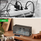 Yomjarl Cable Management Box,Desk Cable Organizer Box,No Installation Wire Cord Box Hider,Metal Mesh Cord Holder for Desk TV Computer USB Hub System to Cover and Hide & Power Strips & Cords