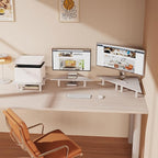 WEGASTU 2 Pack White Corner Monitor Stand, Triangle/Square Adjustable Height Riser, 27-inch Universal Desktop Shelf for Computer, Laptop, PC, iMac, Printer (White)