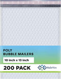 White 10x13 Inch Poly Bubble Mailers |Self Seal Padded Envelopes for Thick books | Air Cushioned Bubble Mailer | Usable Size 9.5x13 Inch | Waterproof Lightweight Mailing Shipping Bags | 200 Pack Bulk