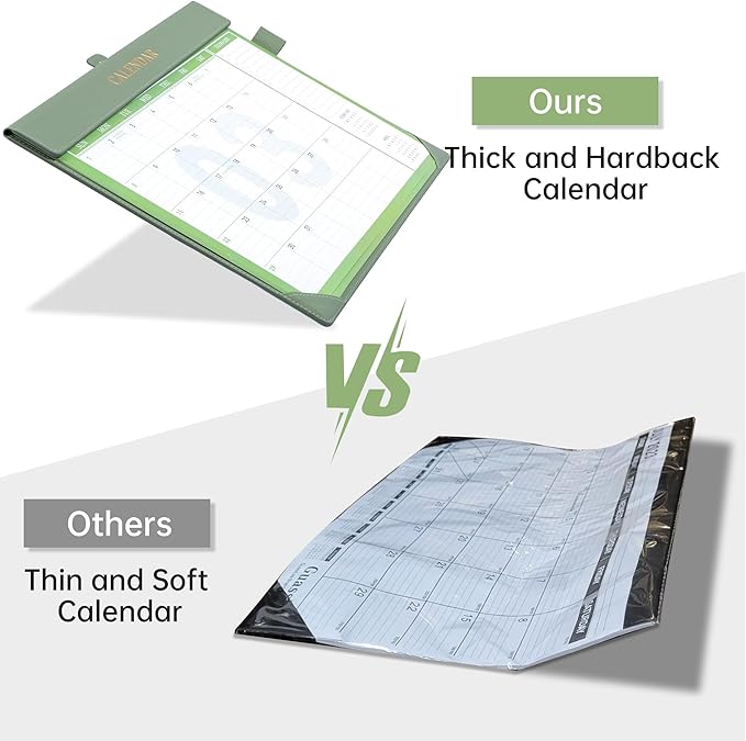 Yoment Desk Calendar 2026-2027, Jan 2026-Dec 2027, Large Desk Calendar with To-Do Lists, 24 Months Leather Desk Pad Wall Calendar with PVC Cover for Work Office School Home Women Men, 17 x 12, Green